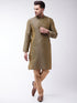 Vastramay Men's Black And Rose Gold Silk Blend Kurta With Churidar Set
